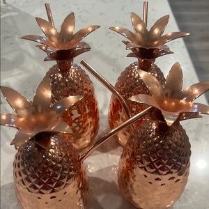 Copper Pineapple Tumbler Set